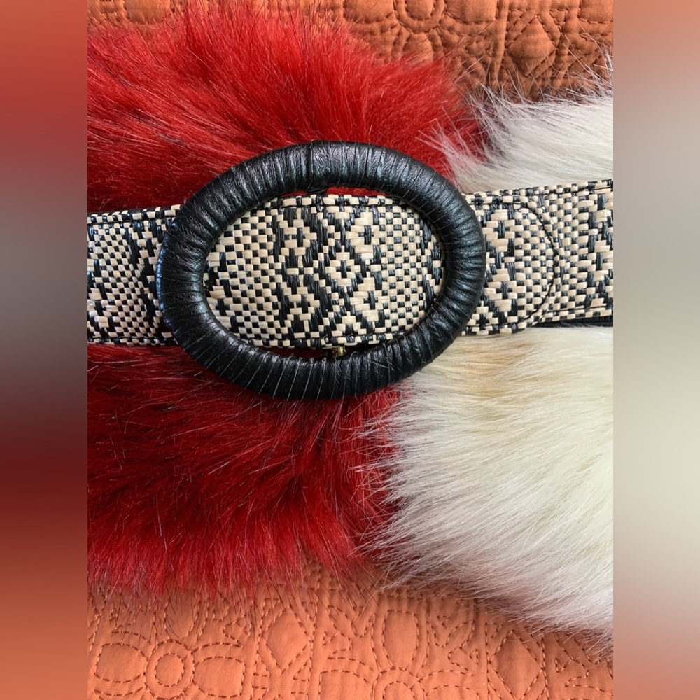 🍀 NEW, CHICO’S, Stretch belt, raffia and leather.🍀#CHICOSB